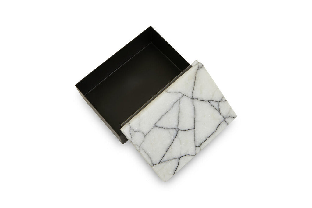 Orsina Marmara Small Marble Trinket Box – Black and White Jewelry Case