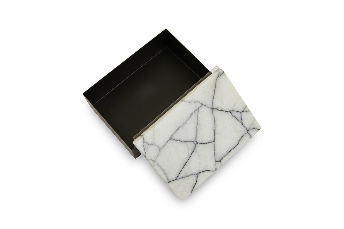 Orsina Marmara Small Marble Trinket Box – Black and White Jewelry Case