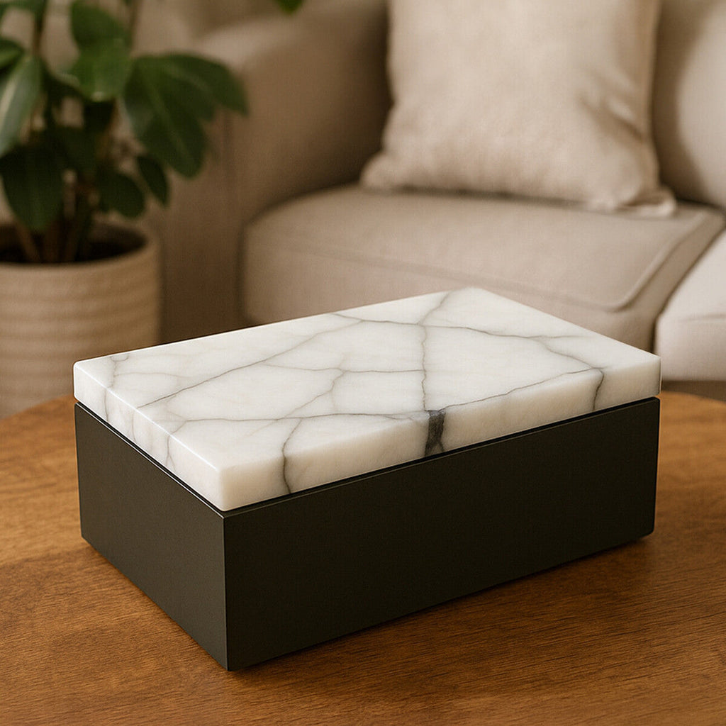 Orsina Marmara Small Marble Trinket Box – Black and White Jewelry Case