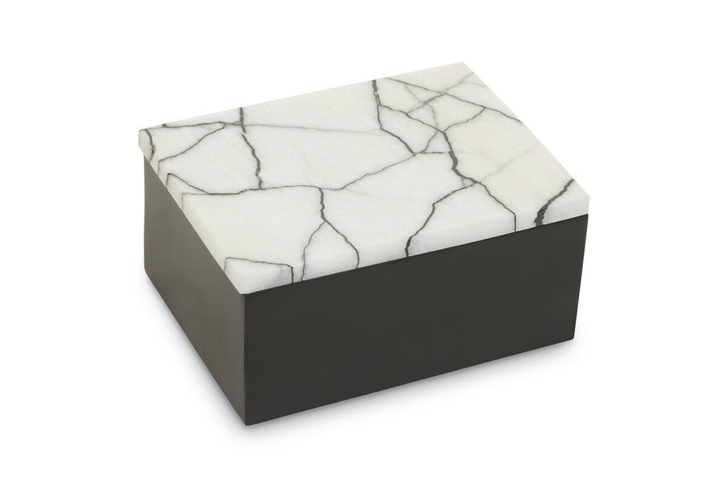 Orsina Marmara Large Marble Trinket Box – Black and White Storage