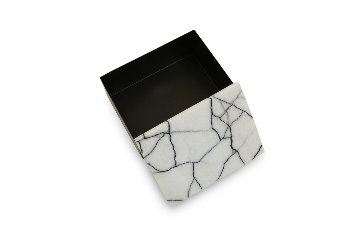 Orsina Marmara Large Marble Trinket Box – Black and White Storage