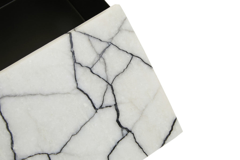 Orsina Marmara Large Marble Trinket Box – Black and White Storage