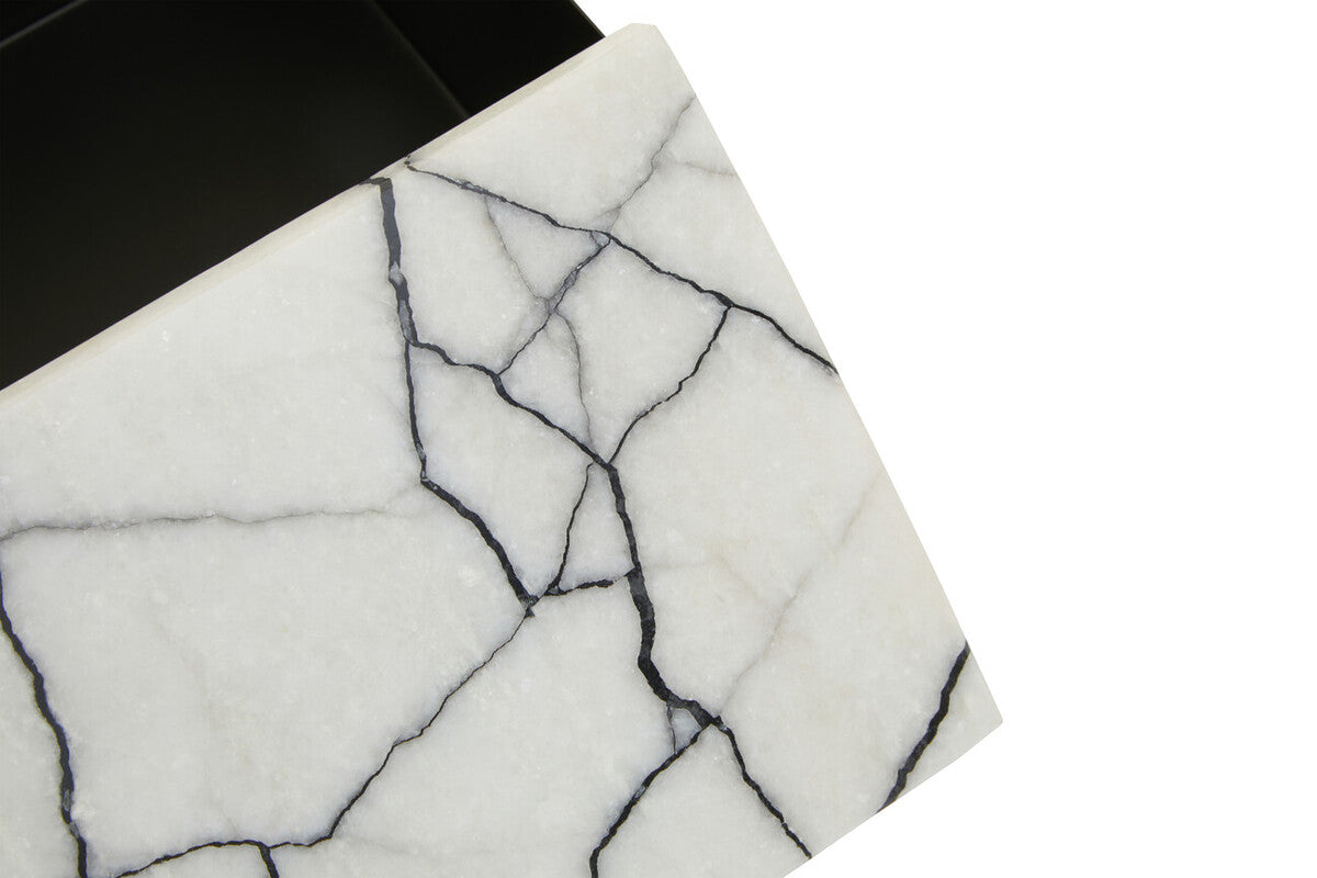Orsina Marmara Large Marble Trinket Box – Black and White Storage