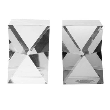 Orsina Carrie Crystal Geometric Bookends – Grey Finish, Set of 2