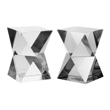 Orsina Carrie Crystal Geometric Bookends – Grey Finish, Set of 2