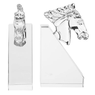 Orsina Crystal Horse Bookends – Set of 2 Sculptural Equestrian Decor