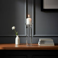 Orsina Carrie Large Crystal Candle Holder – Clear Faceted Centerpiece