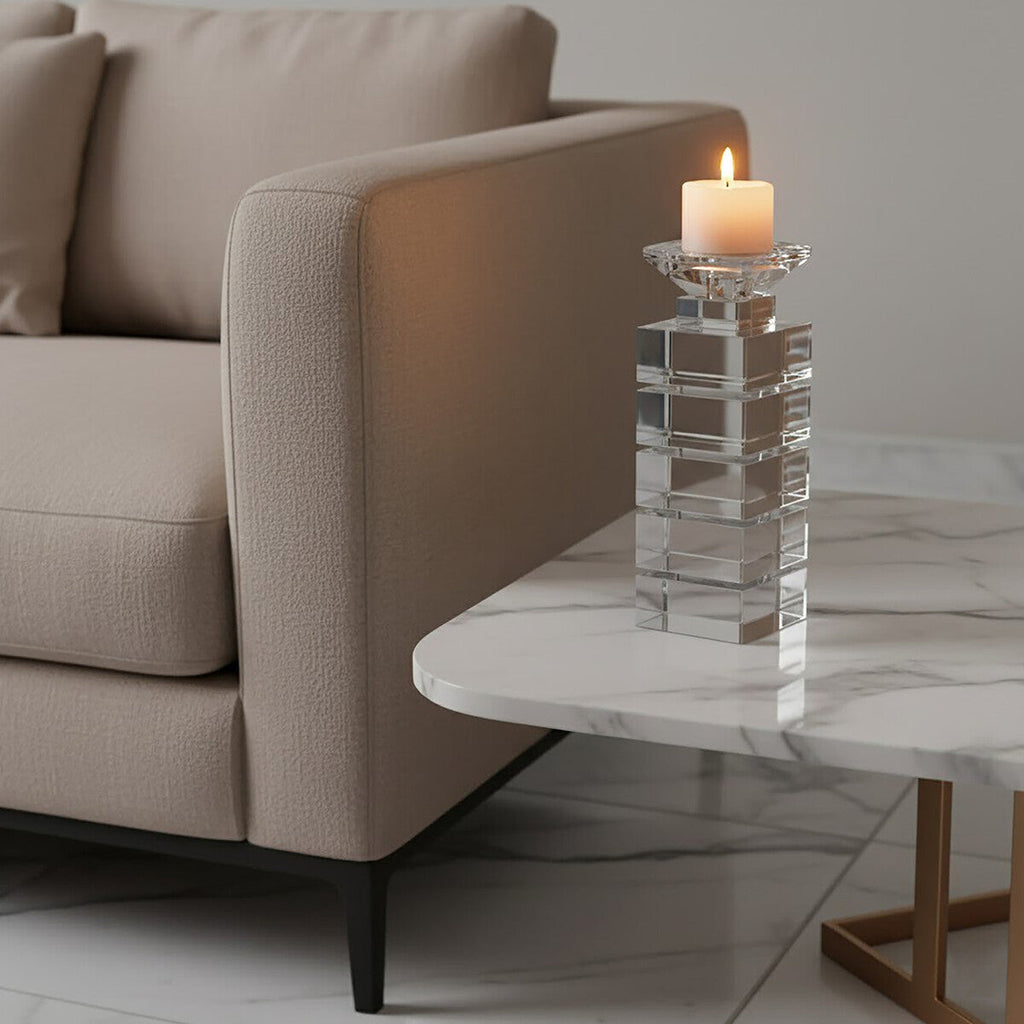 Orsina Carrie Small Glass Candle Holder – Clear Minimalist Decor