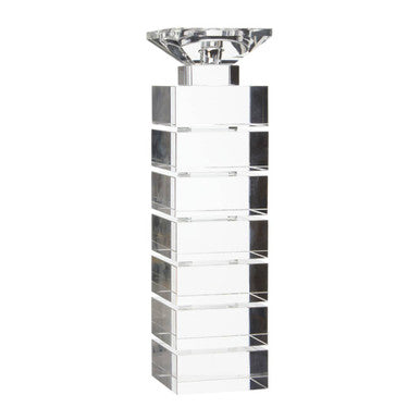 Orsina Carrie Large Glass Candle Holder – Clear Geometric Centerpiece