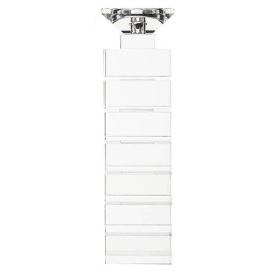 Orsina Carrie Large Glass Candle Holder – Clear Geometric Centerpiece