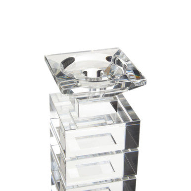 Orsina Carrie Large Glass Candle Holder – Clear Geometric Centerpiece