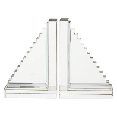 Orsina Carrie Crystal Bookends – Set of 2 Geometric L-Shaped Bookends