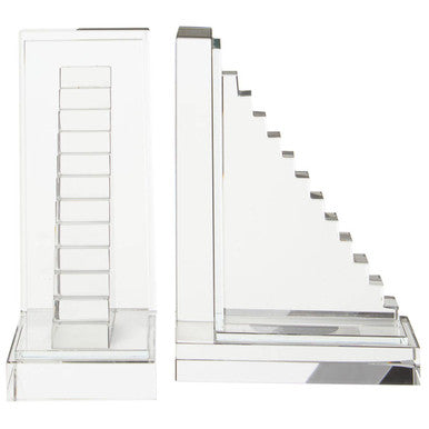 Orsina Carrie Crystal Bookends – Set of 2 Geometric L-Shaped Bookends