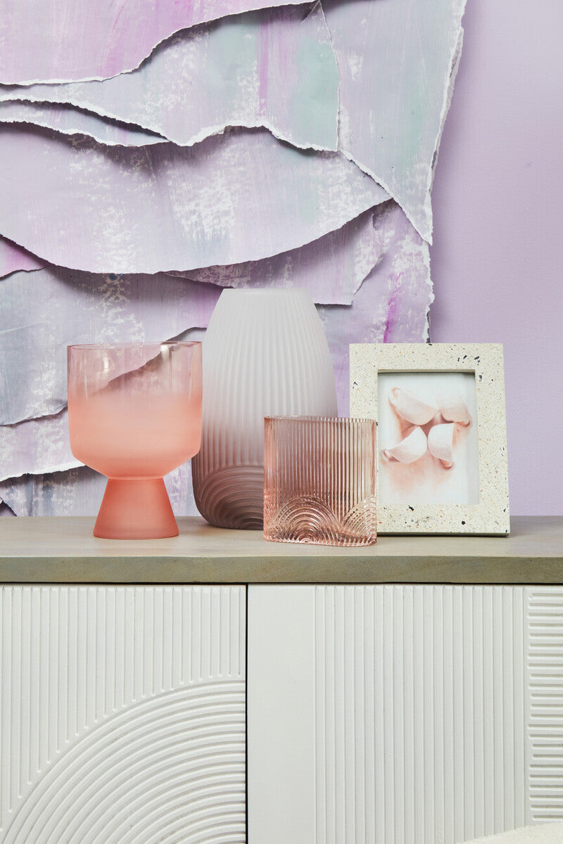 Orsina Baila Small Matte Pink Glass Vase – Modern Sculptural Decor
