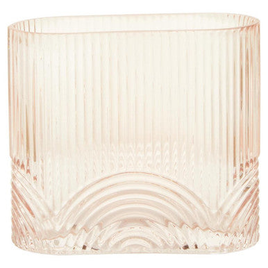 Orsina Bardi Small Pink Glass Vase – Ribbed Modern Bud Vase Decor