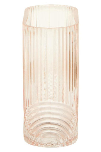 Orsina Bardi Small Pink Glass Vase – Ribbed Modern Bud Vase Decor