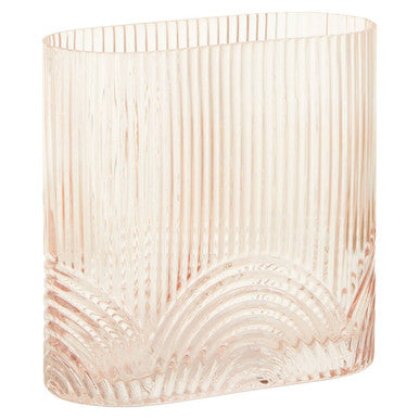 Orsina Bardi Large Pink Glass Vase – Ribbed Sculptural Centerpiece