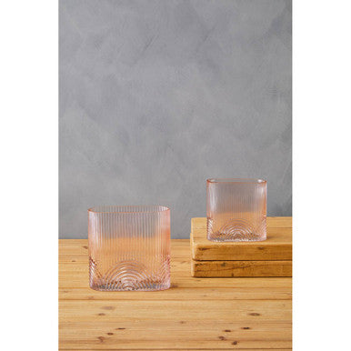 Orsina Bardi Large Pink Glass Vase – Ribbed Sculptural Centerpiece