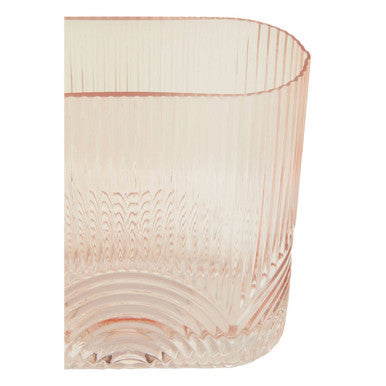 Orsina Bardi Large Pink Glass Vase – Ribbed Sculptural Centerpiece