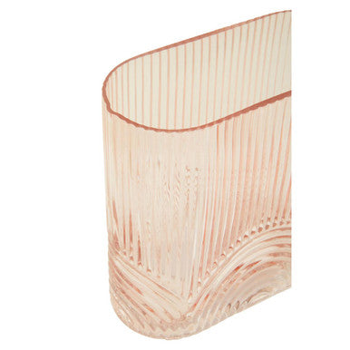 Orsina Bardi Large Pink Glass Vase – Ribbed Sculptural Centerpiece