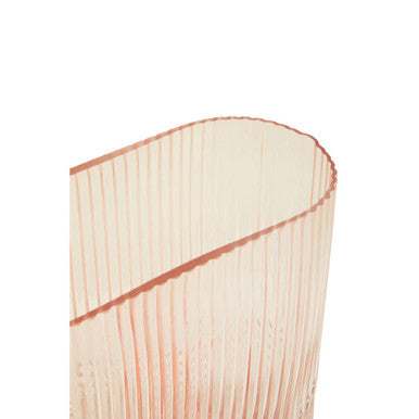 Orsina Bardi Large Pink Glass Vase – Ribbed Sculptural Centerpiece