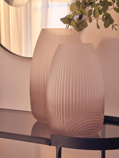 Orsina Blyth Small Grey Glass Vase – Ombre Textured Decorative Vase