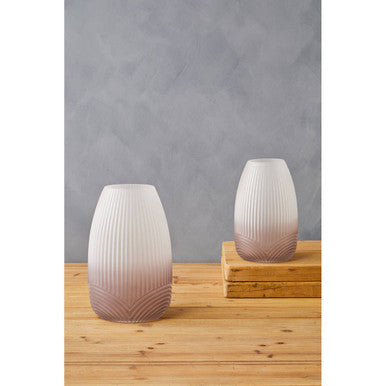 Orsina Blyth Small Grey Glass Vase – Ombre Textured Decorative Vase