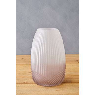 Orsina Blyth Small Grey Glass Vase – Ombre Textured Decorative Vase