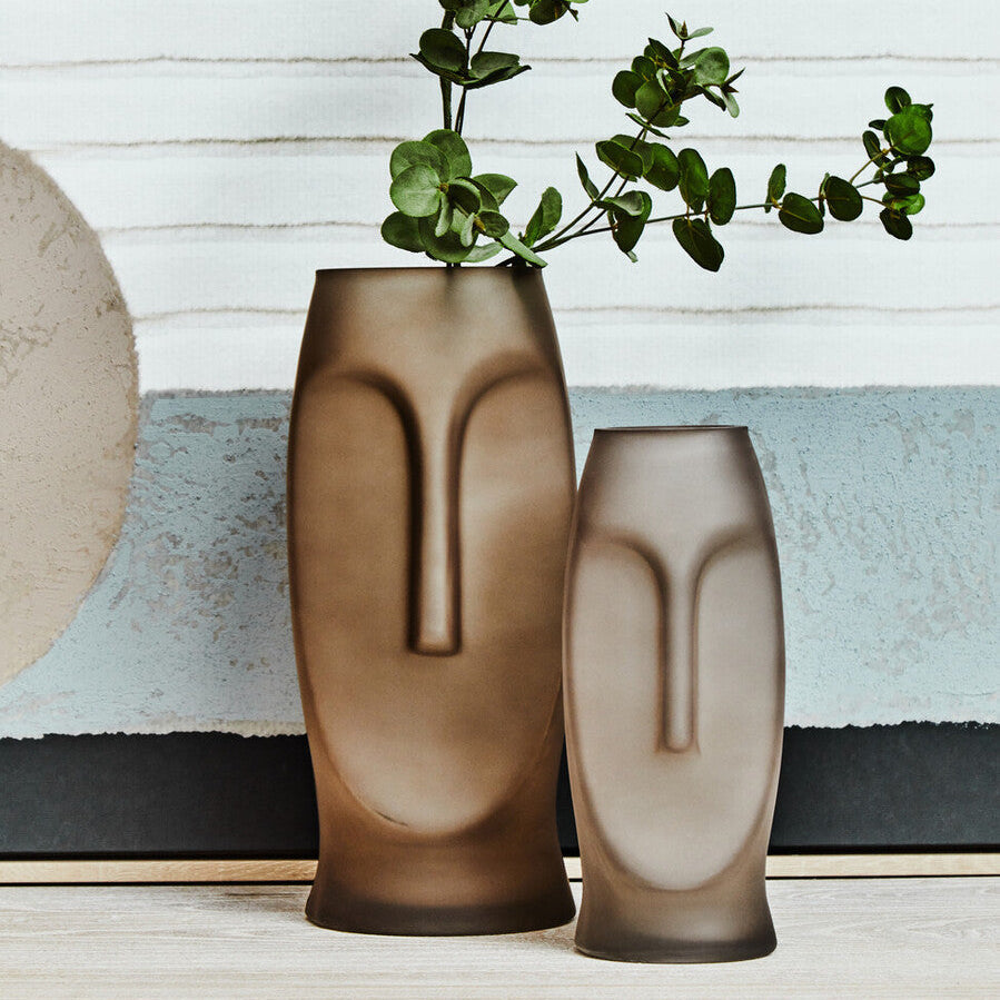 Orsina Viso Small Face Design Vase – Gold Glass Decorative Accent