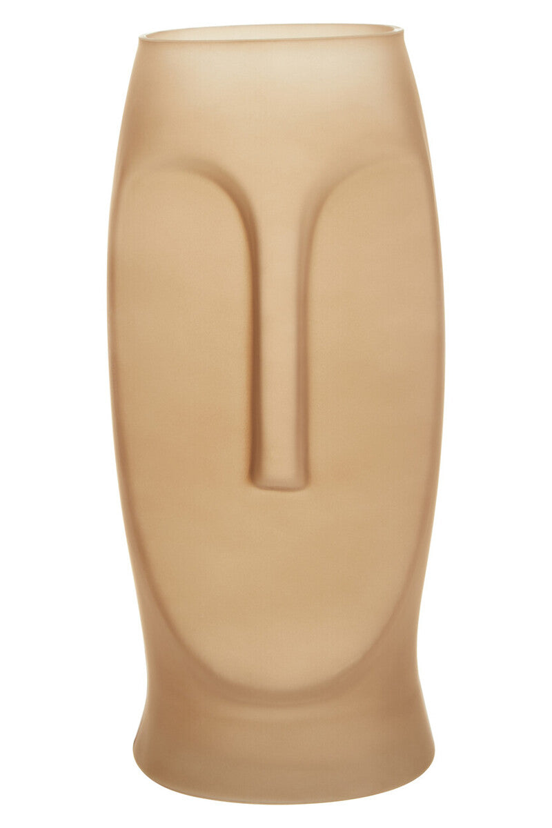 Orsina Viso Large Face Design Glass Vase – Smoked Grey Gold Tint