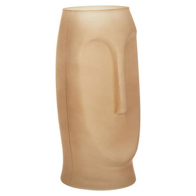 Orsina Viso Large Face Design Glass Vase – Smoked Grey Gold Tint