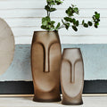 Orsina Viso Large Face Design Glass Vase – Smoked Grey Gold Tint