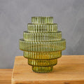 Orsina Benka Small Green Ribbed Glass Vase – Modern Sculptural Decor