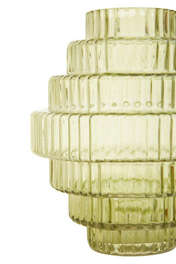 Orsina Benka Small Green Ribbed Glass Vase – Modern Sculptural Decor