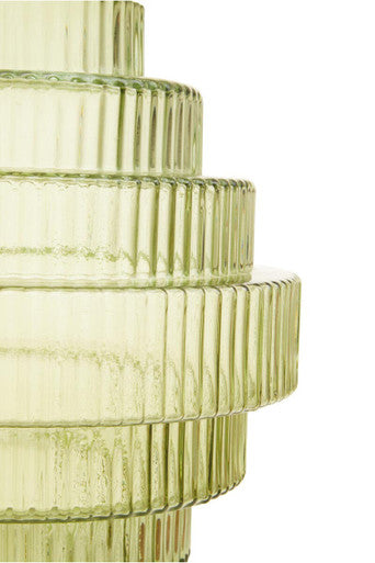 Orsina Benka Large Green Ribbed Glass Vase – Modern Floral Centerpiece
