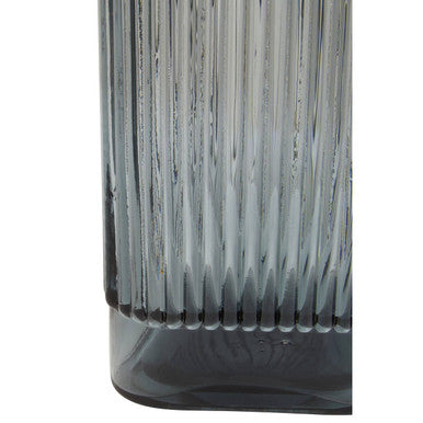 Orsina Benka Small Grey Glass Vase – Ribbed Modern Tabletop Decor