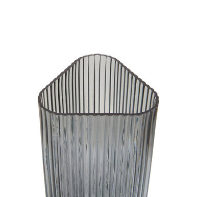 Orsina Benka Small Grey Glass Vase – Ribbed Modern Tabletop Decor
