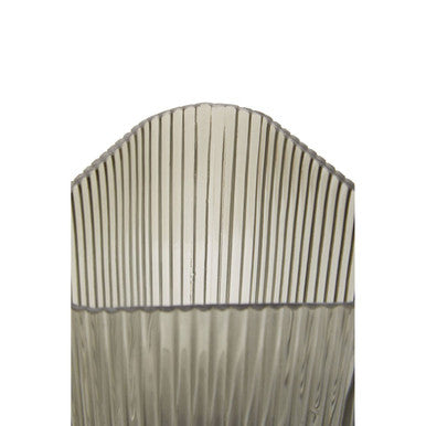 Orsina Benka Large Grey Glass Vase – Ribbed Geometric Sculptural Decor