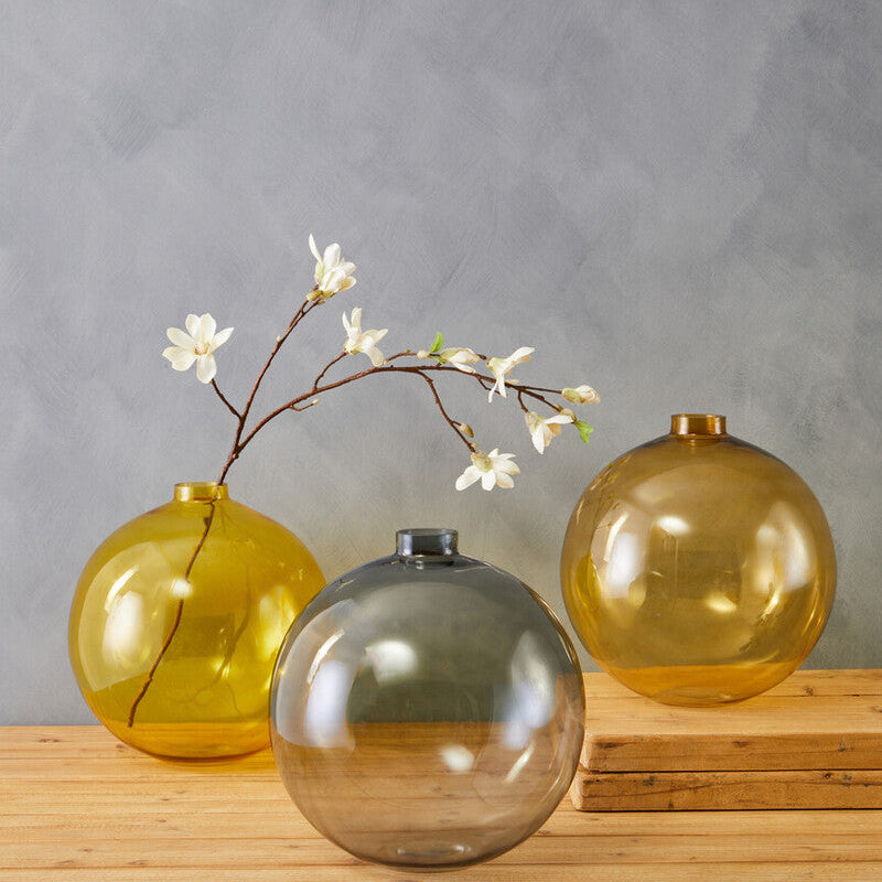 Orsina Bree Grey Glass Vase – Minimalist Scandinavian Flower Vessel
