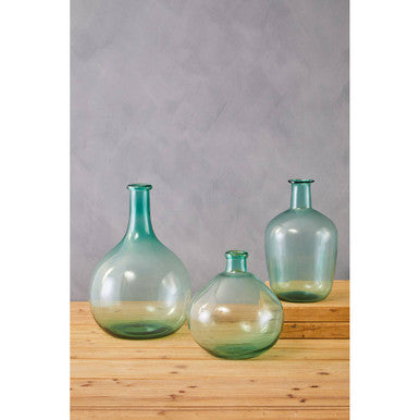 Orsina Bexley Blue Recycled Glass Vase – Ombre Rounded Centerpiece