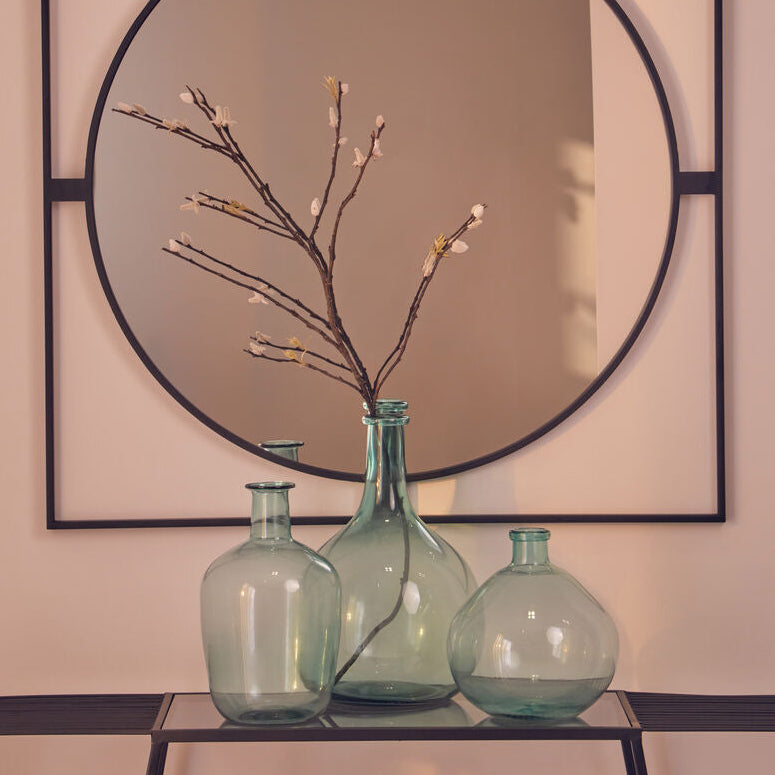 Orsina Bexley Blue Recycled Glass Vase – Large Bottleneck Design