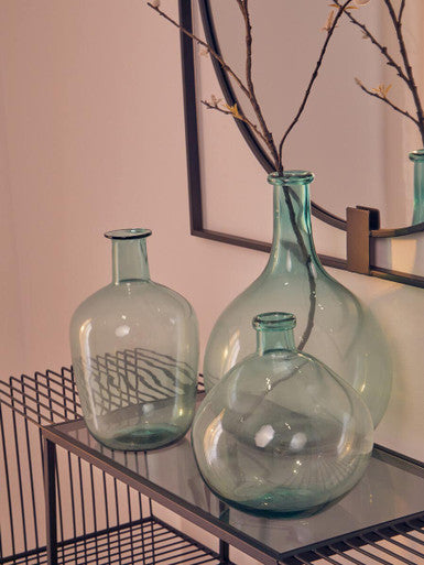 Orsina Bexley Blue Recycled Glass Vase – Large Bottleneck Design