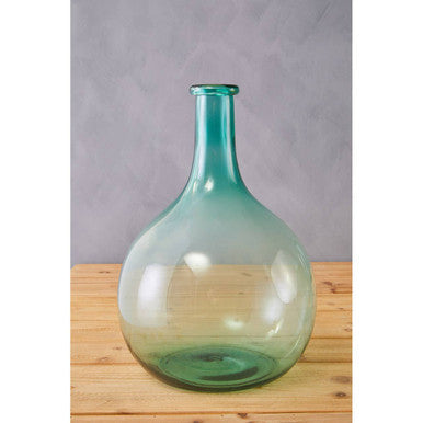 Orsina Bexley Blue Recycled Glass Vase – Large Bottleneck Design