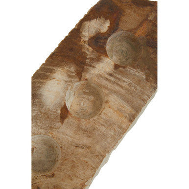 Orsina Relic Petrified Wood 3 Tealight Holder – Natural Table Centerpiece
