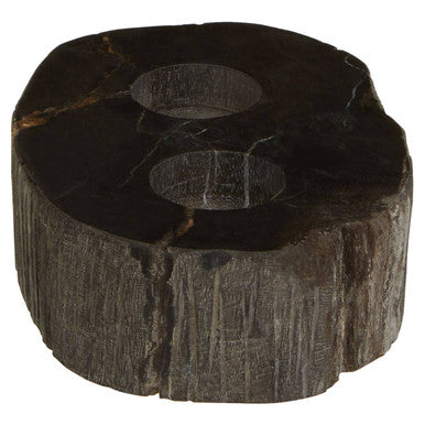 Orsina Relic Petrified Wood 2-Tealight Holder – Black Sculptural Decor
