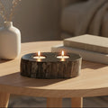 Orsina Relic Petrified Wood 2-Tealight Holder – Black Sculptural Decor