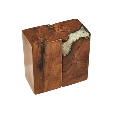 Orsina Sakra Black Teak and Resin Bookends – Set of 2 Sculptural Decor
