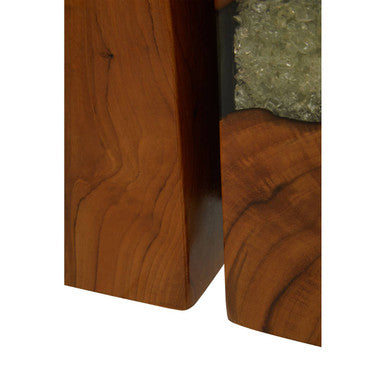 Orsina Sakra Black Teak and Resin Bookends – Set of 2 Sculptural Decor