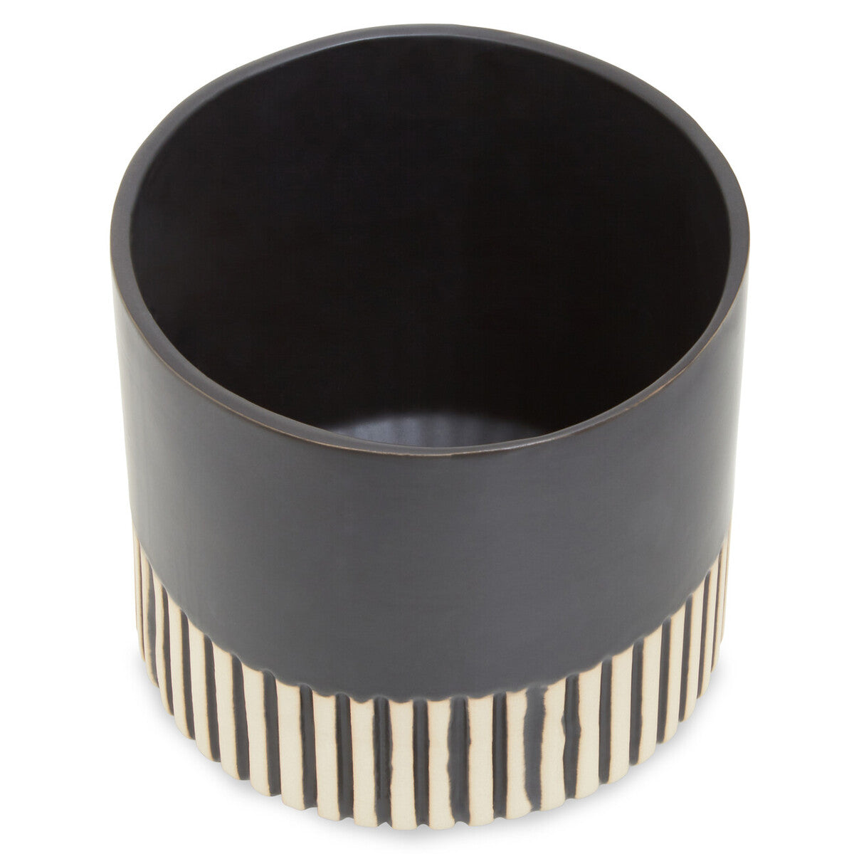 Orsina Kiso Large Ceramic Planter – Modern Hand-Carved Indoor Pot