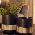 Orsina Kiso Large Ceramic Planter – Modern Hand-Carved Indoor Pot